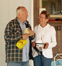 Carol and George received a very attractive moose for their Green Lake home from Tim and Gale and a card of appreciation from our group for the many wonderful picnics that they've hosted at Green Lake.